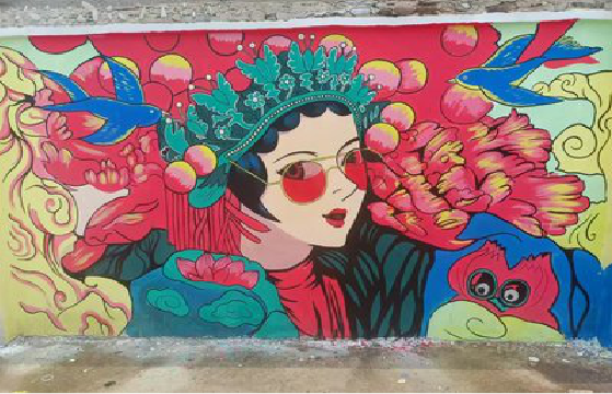 剑阁墙体彩绘-网红墙