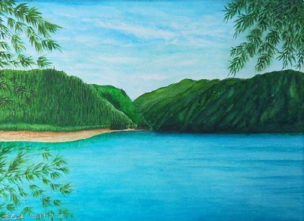 剑阁在墙绘中，如何绘画绿水青山？