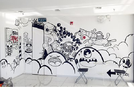 剑阁手绘墙并非传统涂鸦。